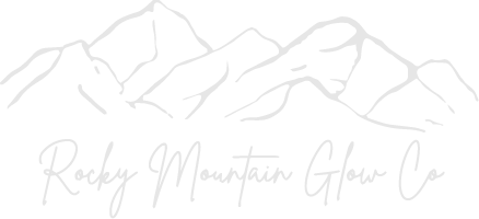 Logo for Rocky Mountain Glow Co with mountain icon